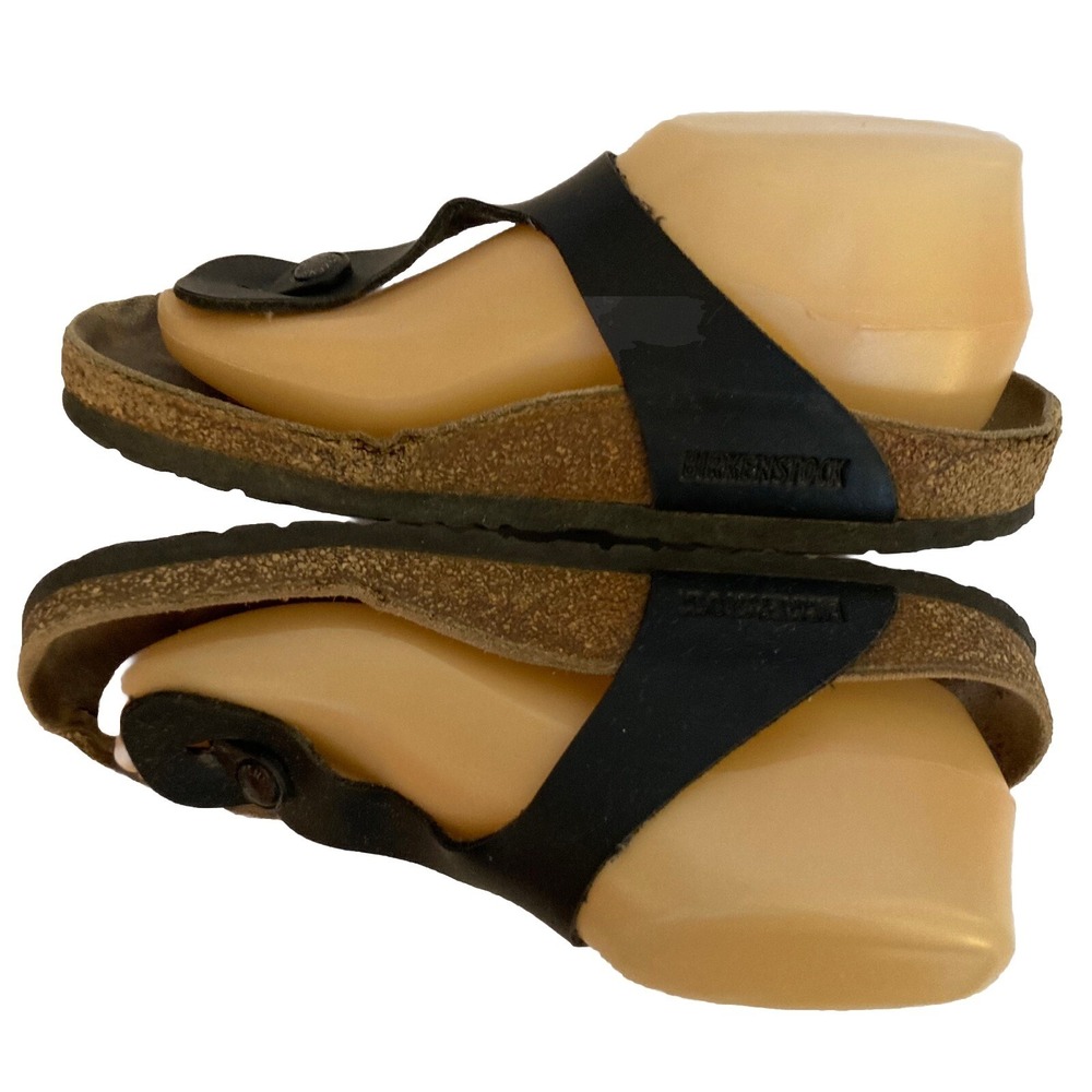 Birkenstock Gizeh 38 Black Leather Thong T Strap Sandals Womens 7 7.5 US FLAWS - Picture 5 of 14